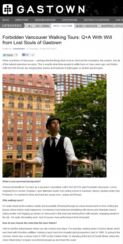 Gastown.org Q&A With Will Woods 1 Gastown clipping -Lost Souls of Gastown article