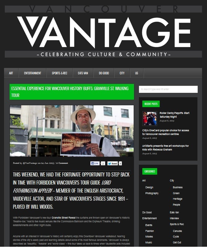Vancouver Vantage features our Granville Street Tour 1 Van-Vantage-GSR-June-2013