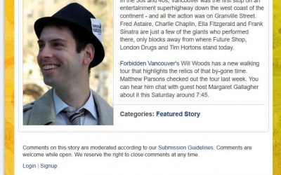 Will Woods CBC North by Northwest Granville Street Reveal Walking Tour - media coverage