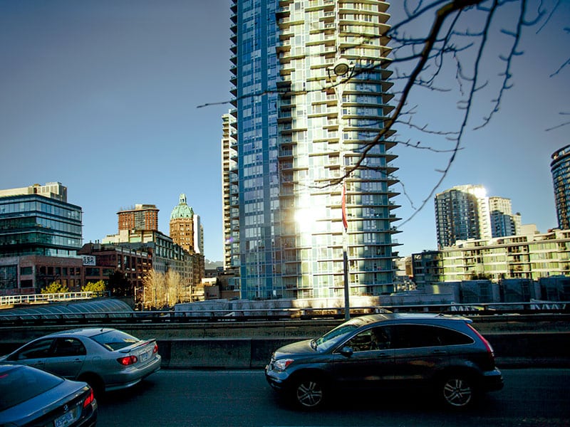Past & Present: Looking north towards the Sun Tower, 1915/2017 1 Looking north from the Dunsmuir Viaduct, 2017.