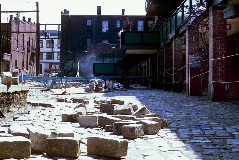 Blood Alley Square under construction, 1973. Blood Alley Square under construction, 1973. Photo by T Sebastian, City of Vancouver Archives #780-536