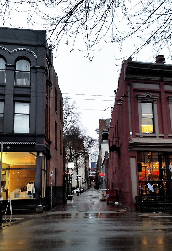 Trounce Alley in 2017, looking west from Carrall Street. Trounce Alley in 2017, looking west from Carrall Street.