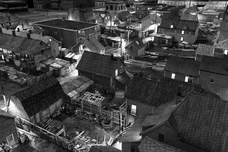 Hogan’s Alley Aerial – Stan Douglas Digital Artwork, 1940s A digitally recreated aerial view of Hogan's Alley in the 1940s by artist Stan Douglas. Image from his 2014 "Synthetic Pictures" exhibition at Presentation House Gallery.