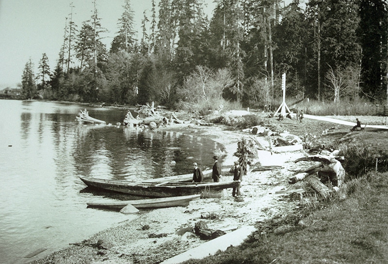 5 Secret Stories from Stanley Park 1 The beach of the old Whoi Whoi site, today’s Lumberman’s Arch area, in 1910. The area was cleared for Captain Stamp’s mill in the 19th century, but he decided to move his sawmill east. The resulting Hastings Mill was the beginning of the settlement that became Vancouver. Photo City of Vancouver Archives #2011-010.1790.
