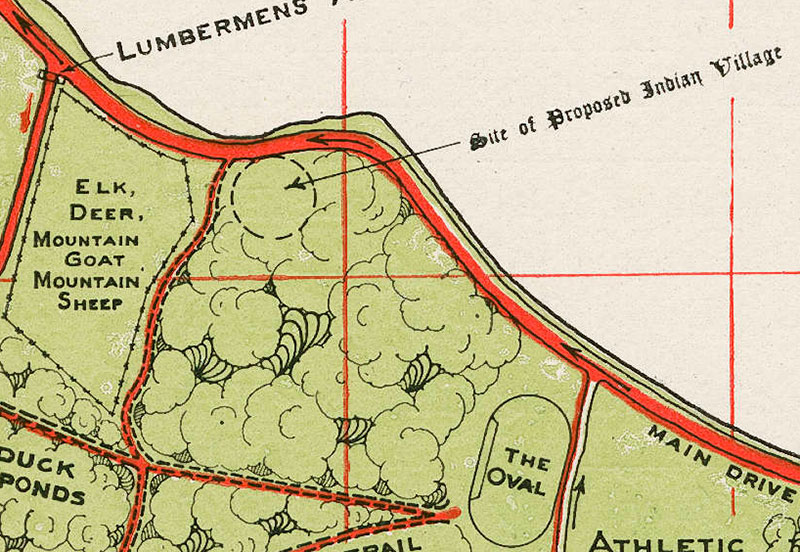 5 Secret Stories from Stanley Park 4 Detail of 1923 Stanley Park map showing the site of the proposed “Indian village.” City of Vancouver Archives #LEG1319.007.