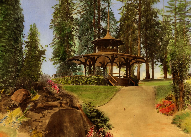 An Illustrated History of Malkin Bowl 1 The bandstand in Stanley Park in the 1920s that was replaced with the Malkin Bowl. City of Vancouver Archives #St Pk P277.