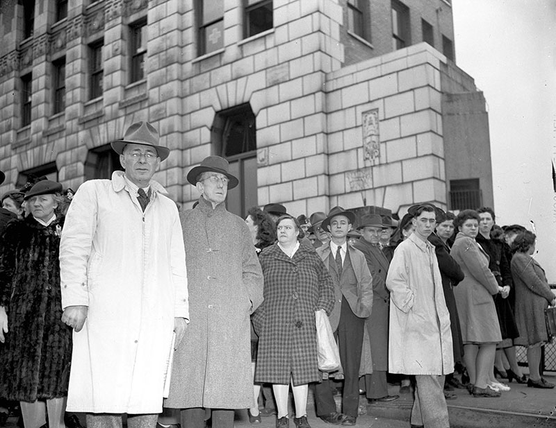 The Marine Building 7 The Marine Building looming over onlookers following the Greenhill Park explosion in 1945. The Greenhill Park was a 10,000 ton freighter with combustible cargo that exploded in Vancouver Harbour, killing 8 longshoremen and injured 19 others. Seven fire fighters were also hospitalized. The blast blew out windows for blocks away and many people initially feared the Japanese were attacking. It remains the worst disaster in Vancouver's waterfront history. Photo by Don Coltman, City of Vancouver Archives #586-3601.