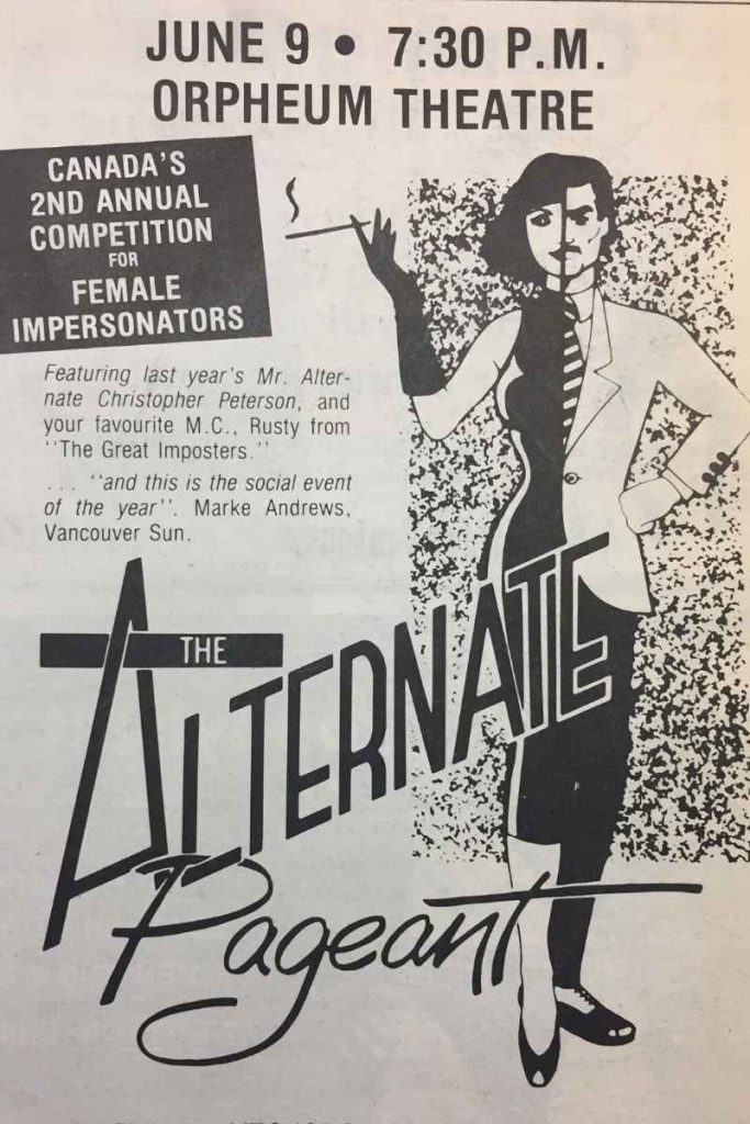 The Orpheum and Its Drag Queens 2 Alternate Pageant advertisement: Angles, 1984