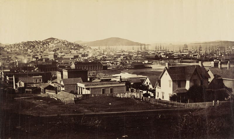 Squatting Early Vancouver Part 1: Tar Flat 1 An early photo of Tar Flat in San Francisco, between Rincon Hill on the left and the buildings in the foreground. Photo by Carleton Watkins, 1860, Getty Museum.