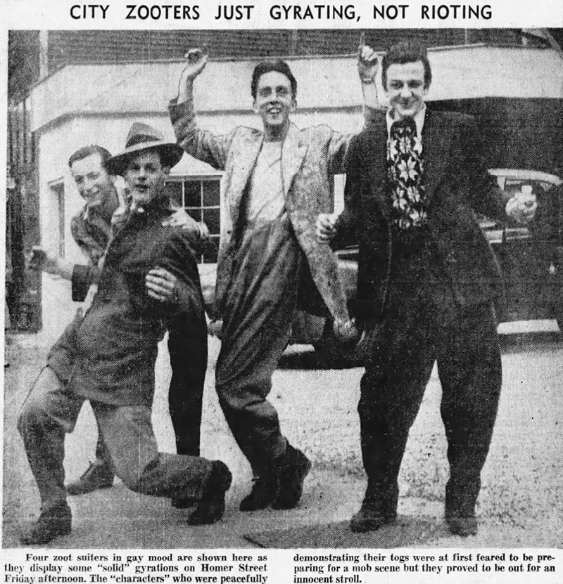 Vancouver's Zoot Suit Riots 2 Vancouver zoot suiters a year before the riots. (Vancouver Sun, June 19, 1943)