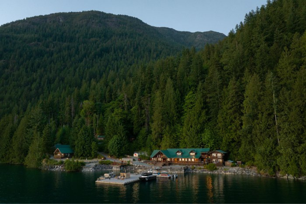 Tranquil Klahoose Wilderness Resort in Desolation Sound, BC a resort in set along the coast surrounded on all sides by forest greenery